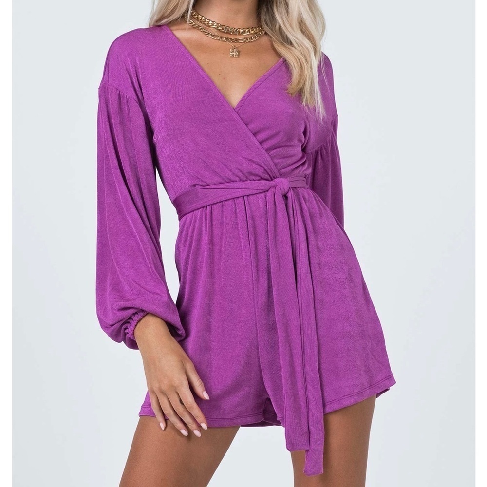 Princess Polly Babydoll Holiday Purple Strike It Up Romper‎ in size 12